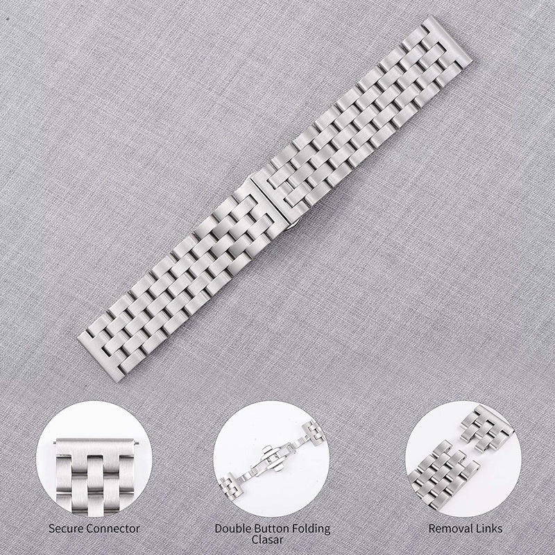 For Garmin Vivoactive 4S 45mm Stainless Steel Watch Strap 18mm 5 Beads Design Replacement Wrist Band For Garmin Vivoactive 4S 45mm Stainless Steel Watch Strap 18mm 5 Beads Design Replacement Wrist Band